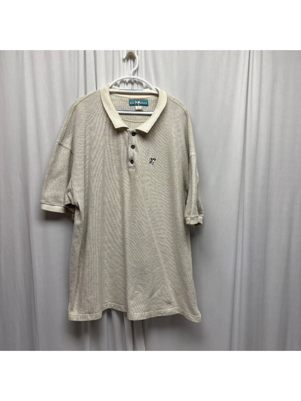 Big Dogs Polo Shirt Mens Size 4X Beige Logo Short Sleeve Rugby Casual Vintage